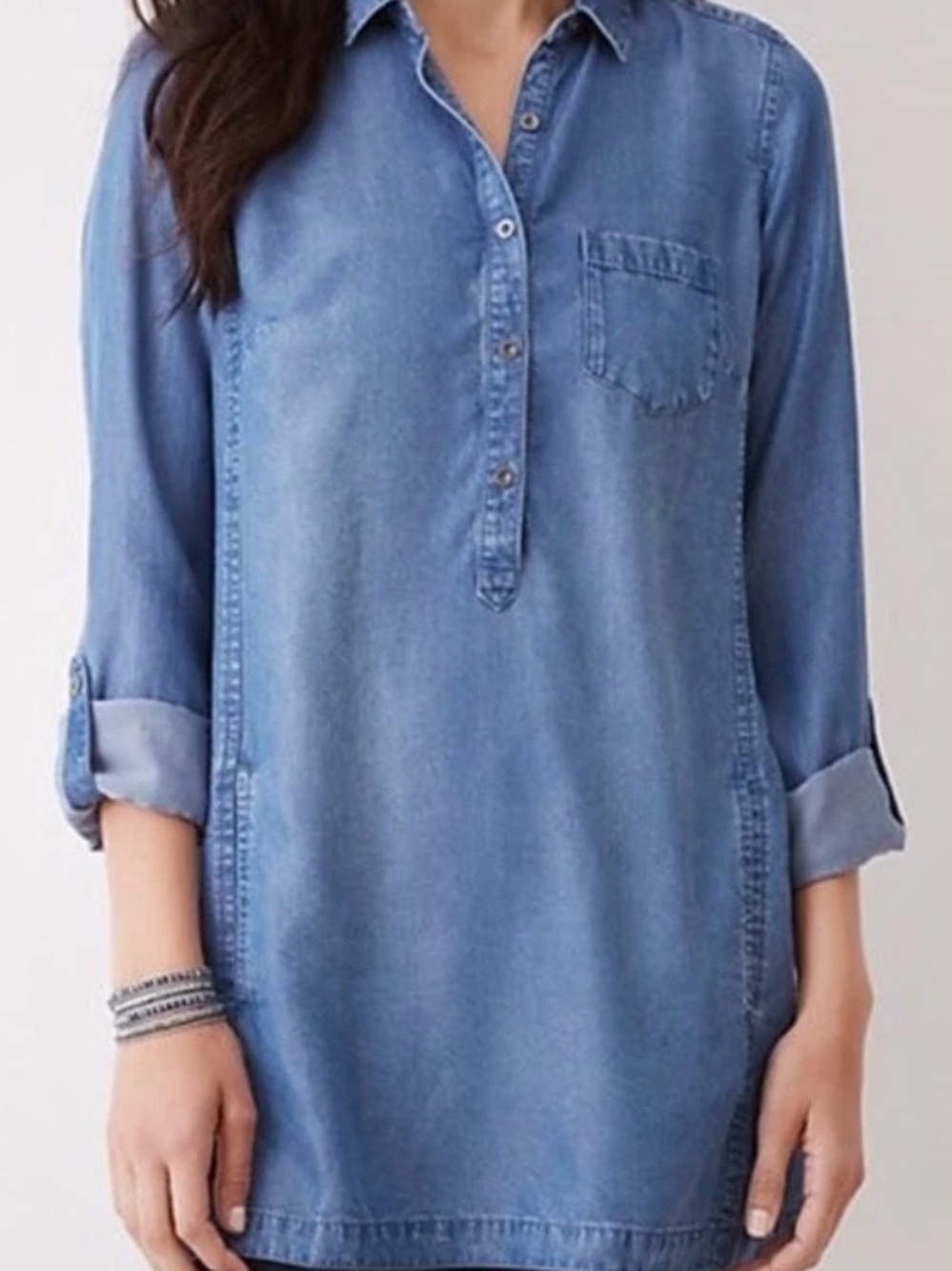 J. Jill Indigo Blue Lyocell Popover Tunic